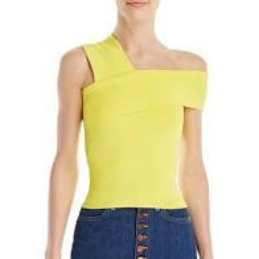 Alice + Olivia Bright Yellow Asymmetric One-Shoulder Tank